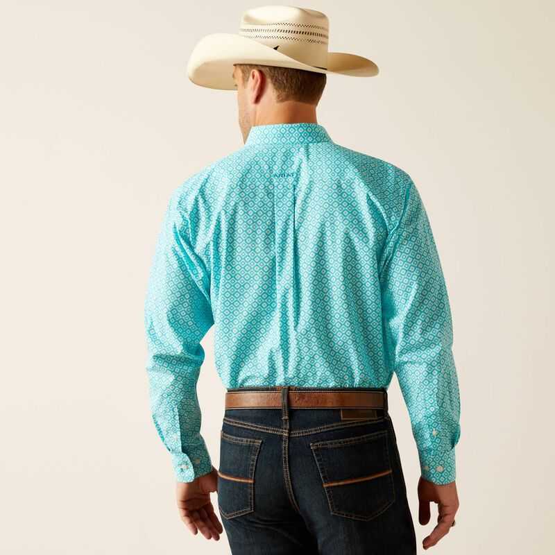 Ariat Wrinkle Free Stanley Classic Fit Shirt Peacock Blue | 859LRONZS