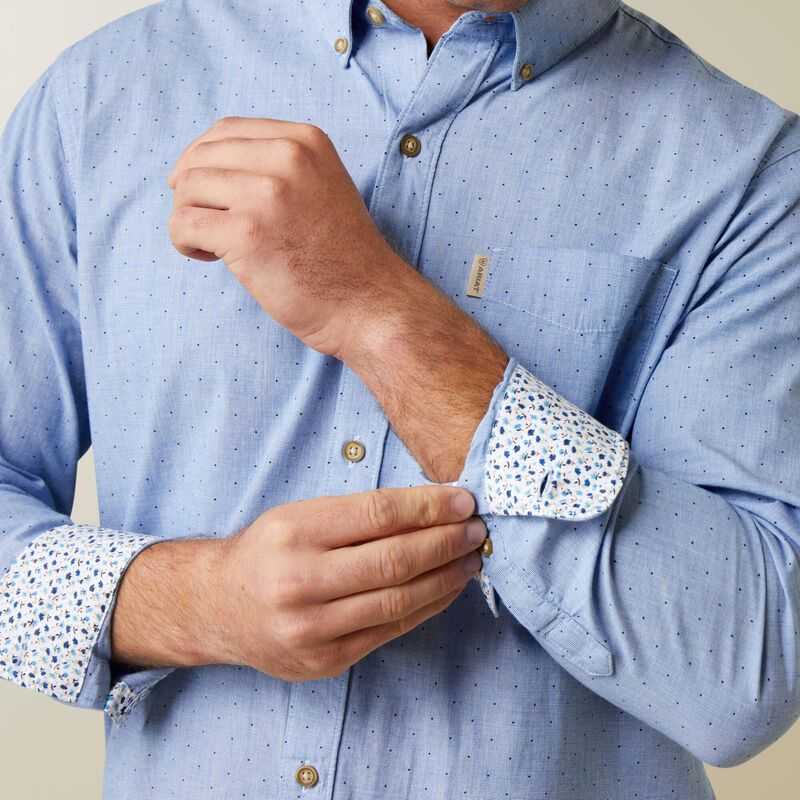 Ariat Wrinkle Resist Dots Stretch Modern Fit Shirt Blue | 605JKTZSA